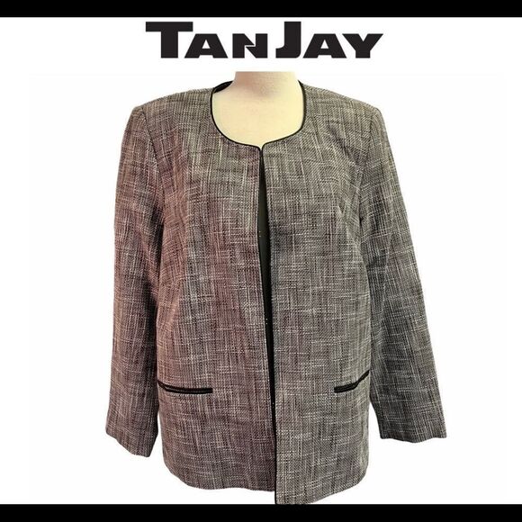 Tanjay plus size dark chocolate brown and ivory white blazer size 18 W - Picture 8 of 8